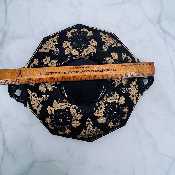 Cambridge LORNA Ebony Gilt 2-Handle Serving Platter Rare Vintage 1930's - Picture 4 of 6